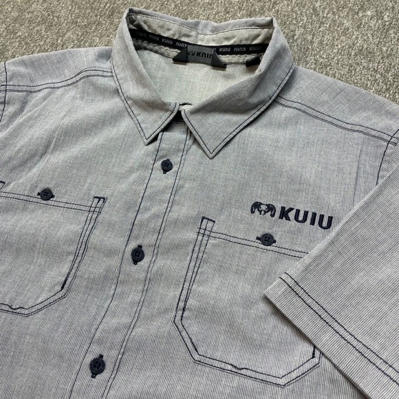 KUIU Other - Kuiu Basin Short-Sleeve Button-Down Shirt Mens Grey Micro Stripe Medium